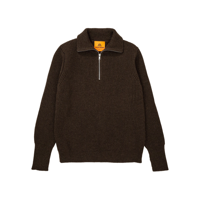 Navy Half-Zip Natural Brown