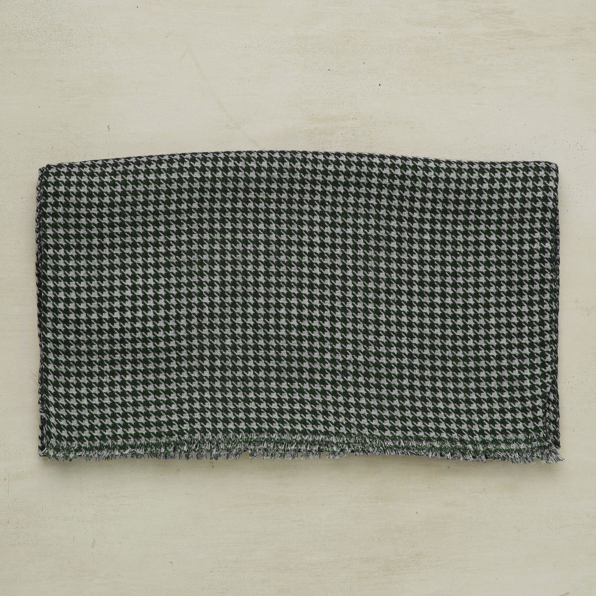 Wool And Silk Houndstooth Neckerchief In Dark Green