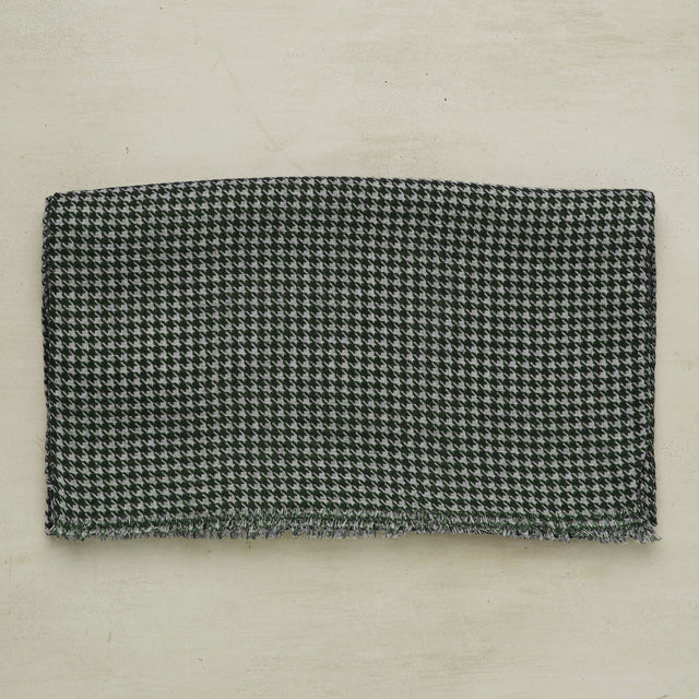Wool And Silk Houndstooth Neckerchief In Dark Green