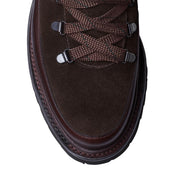 Annie Dark Brown Wax Calf Earth Green Suede