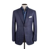 Single Breasted Notch Lapel Jacket in Navy Anniversary Wool