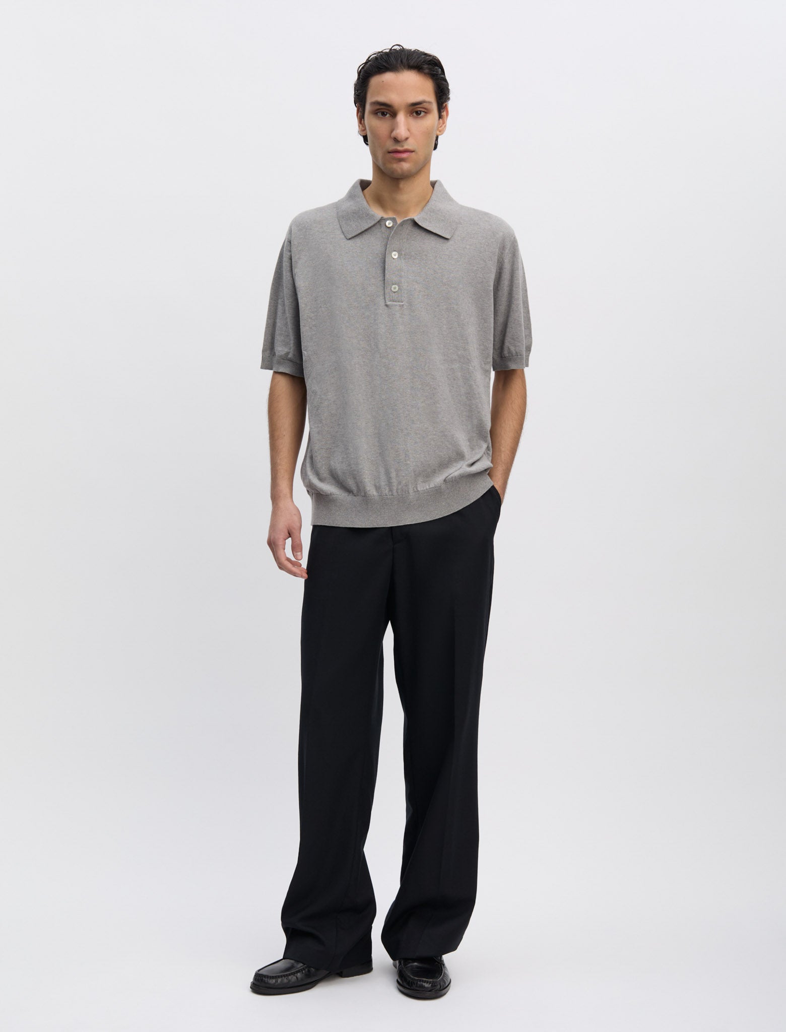 Another Polo Shirt 3 0 Light Grey Melange