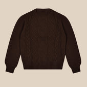 Cashmere Wool Chalet Cable Sweater In Dark Brown