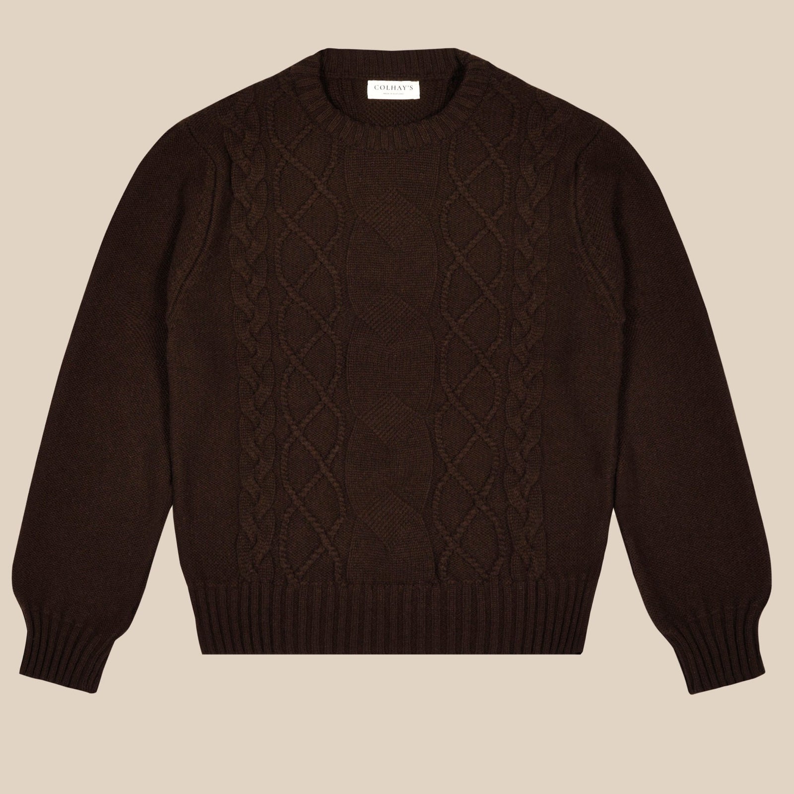 Cashmere Wool Chalet Cable Sweater In Dark Brown