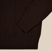 Cashmere Wool Chalet Cable Sweater In Dark Brown