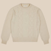 Cashmere wool chalet cable sweater in cream