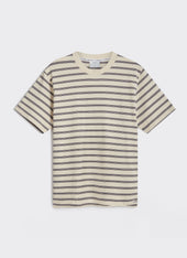 Arlo Raw Hem Breton T Shirt | Organic Cotton | White Stripe