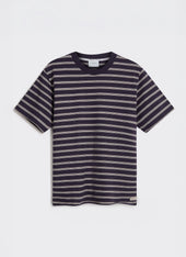 Arlo Raw Hem Breton T Shirt | Organic Cotton | Navy Stripe