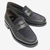 Spectator Loafer - Ink Blue Suede & Noir Milled - Armin Last