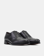 Ashford Black Cap Toe Oxford with Half-Rubber Soles - 675