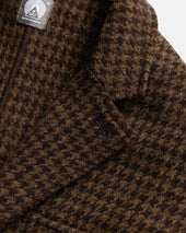 ASHEVILLE OVERSIZED BLAZER - OLIVE / FONDENTE BROWN WOOLEN HOUNDSTOOTH TWEED