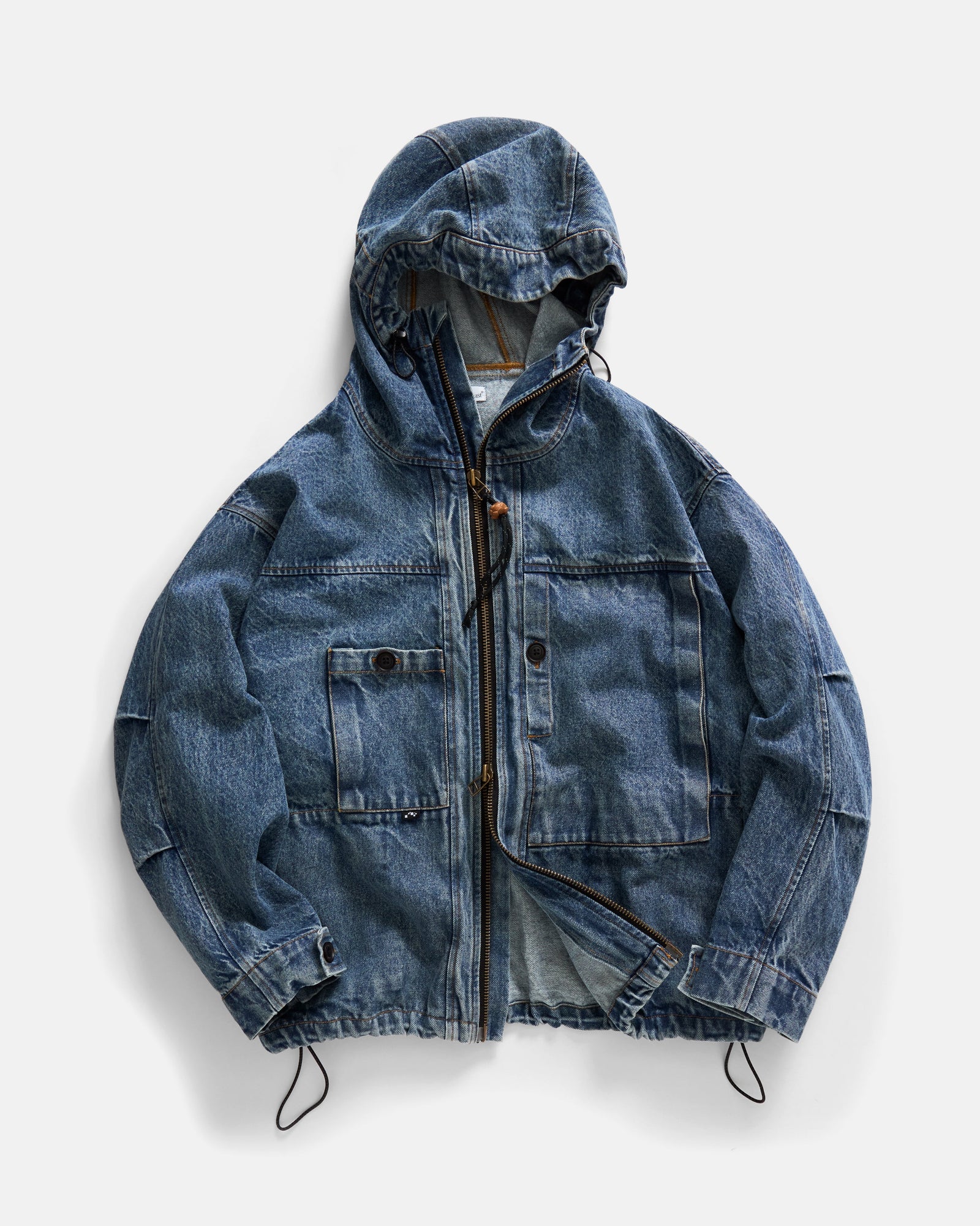 Atlas Hooded Full Zip Work Jacket 13 Oz Mid Wash
