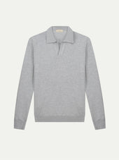 Extrafine Merino Buttonless Polo Light Grey