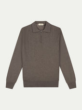 Ribbed Zipper Polo Ash Grey