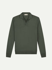 Extrafine Merino Buttonless Polo Classic Green