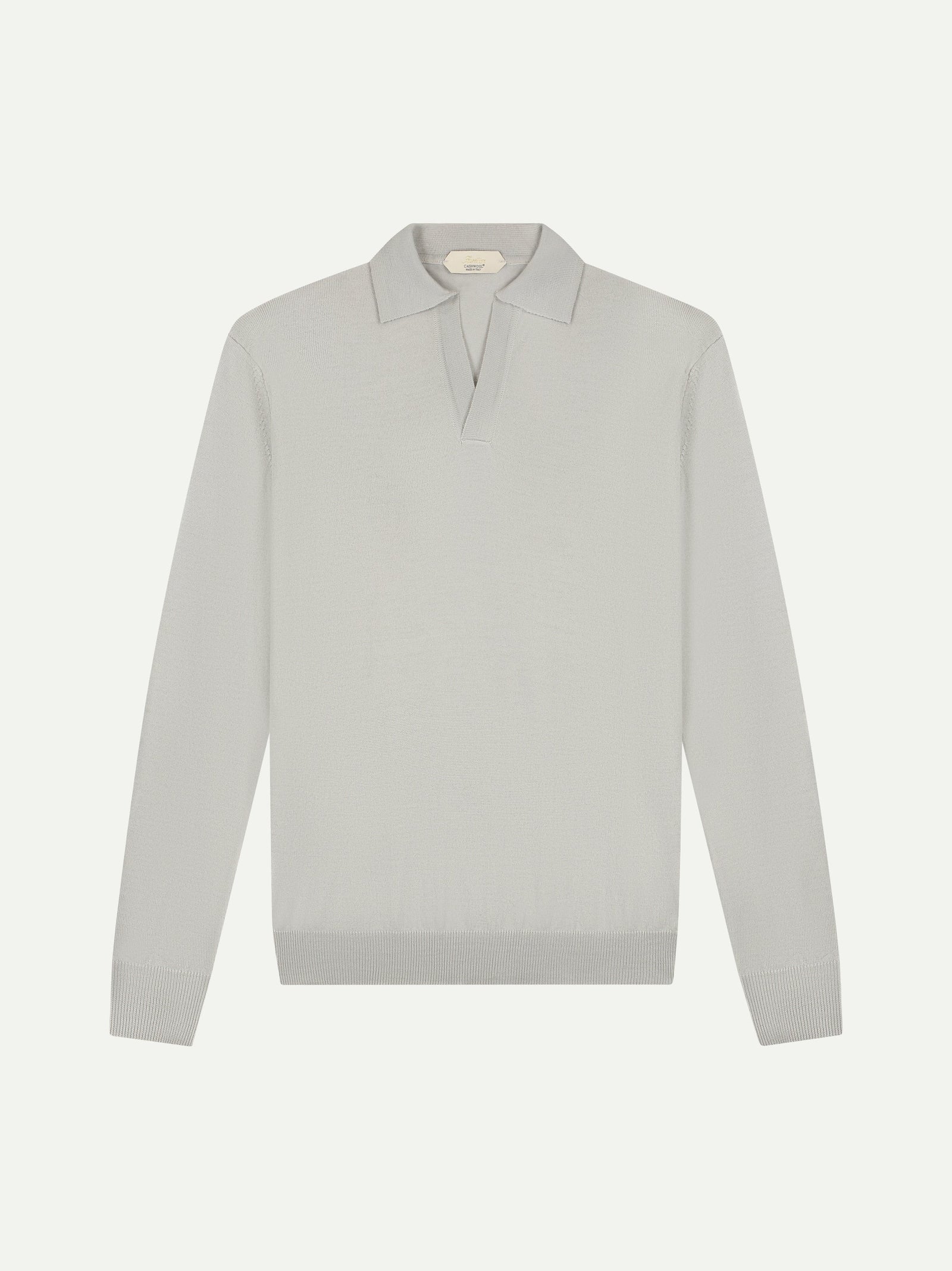 Extrafine Merino Buttonless Polo Classic Grey