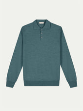 Extrafine Merino Polo Dark Aquamarine