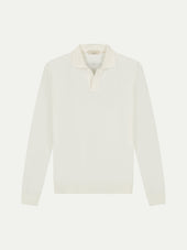 Extrafine Merino Buttonless Polo Ivory