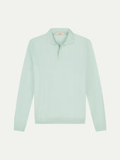 Extrafine Merino Buttonless Polo Light Aqua
