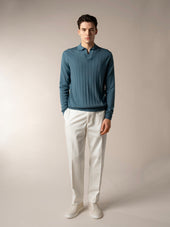 Shortsleeve Buttonless Ribbed Polo Sea Green
