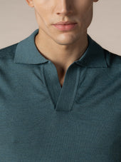 Shortsleeve Buttonless Polo Dark Aquamarine