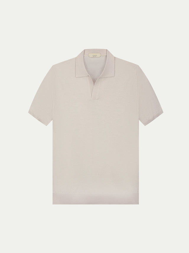 Shortsleeve Buttonless Polo Ecru