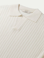 Shortsleeve Buttonless Ribbed Polo Ivory
