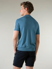 Shortsleeve Buttonless Polo Sapphire Blue