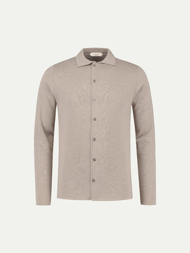 Extrafine Merino Knitted Shirt Greige