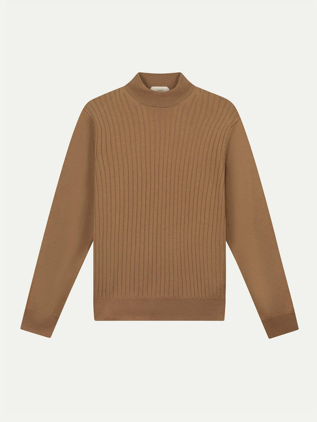 Extrafine Merino Ribbed Mockneck Caramel