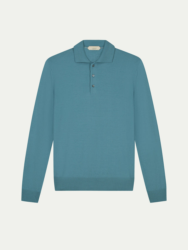Extrafine Merino Polo Sapphire Blue