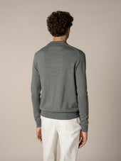 Extrafine Merino Buttonless Polo Dark Grey