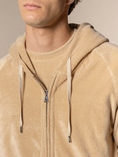 Beige Terry Towelling Zipper Vest