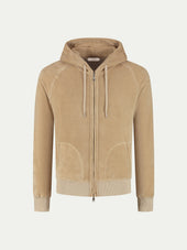 Beige Terry Towelling Zipper Vest