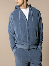 Steel Blue Terry Towelling Zipper Vest