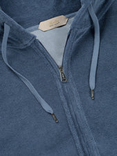 Steel Blue Terry Towelling Zipper Vest