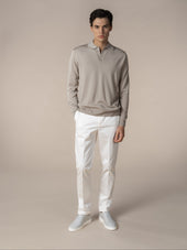 Extrafine Merino Buttonless Polo Greige