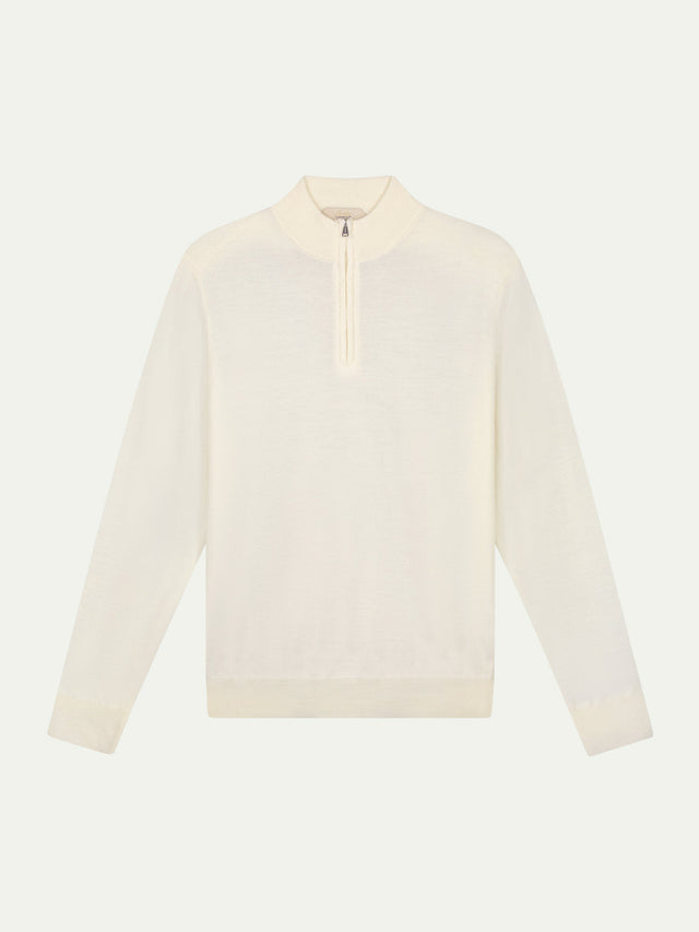 Extrafine Merino Zipper Sweater Ivory