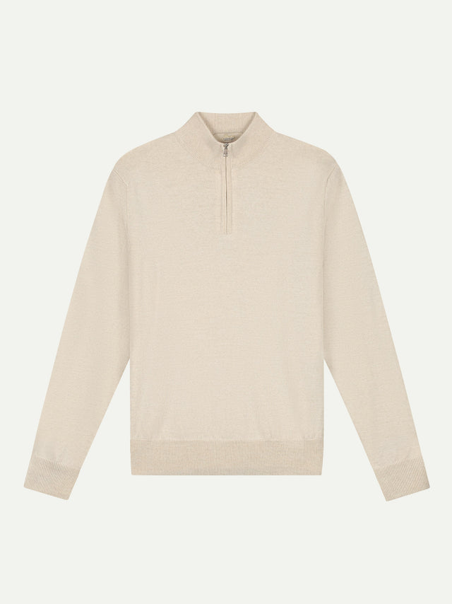 Extrafine Merino Zipper Sweater Light Beige