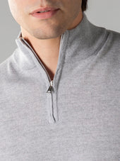 Extrafine Merino Zipper Sweater Light Grey