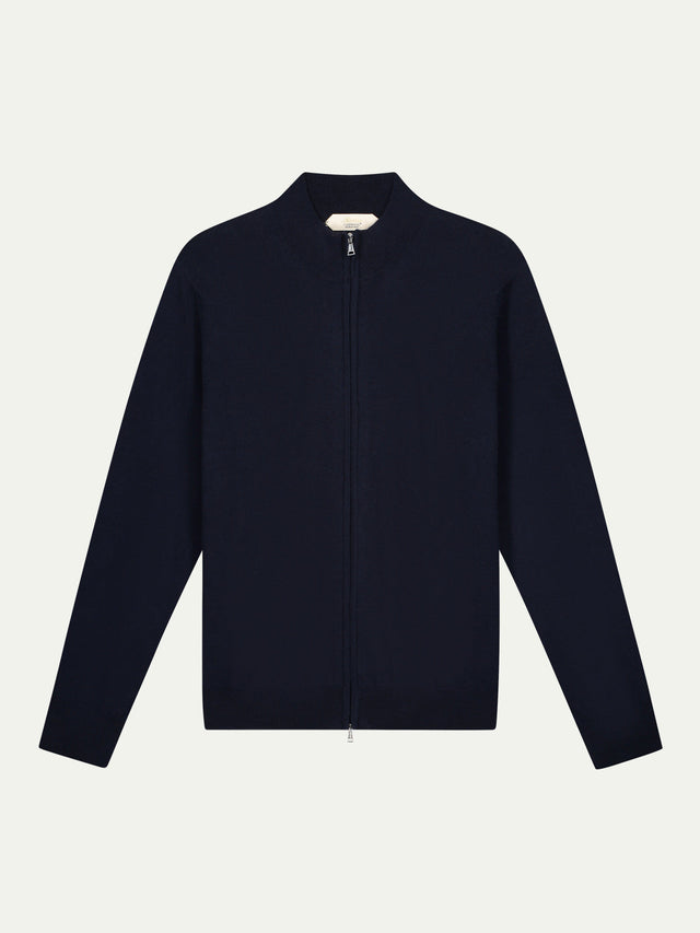 Extrafine Merino Zipper Vest Navy