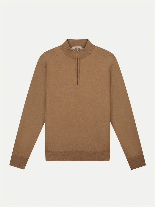 Extrafine Merino Zipper Sweater Caramel