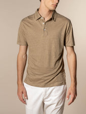 Dark Taupe Linen Polo Shirt