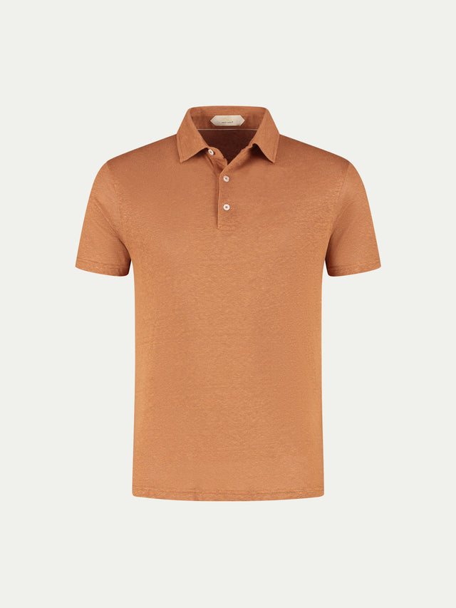 Rust Linen Polo Shirt