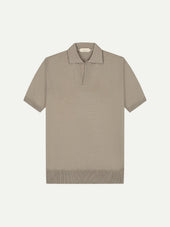 Shortsleeve Buttonless Polo Taupe