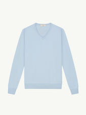 Extrafine Merino V-Neck Light Blue