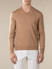 Extrafine Merino V-Neck Beige