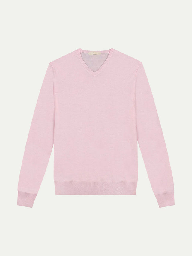 Extrafine Merino V-Neck Pink