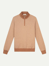 Caramel Jaquard Zipper Sweater