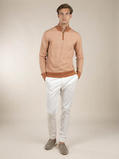Caramel Jaquard Zipper Sweater